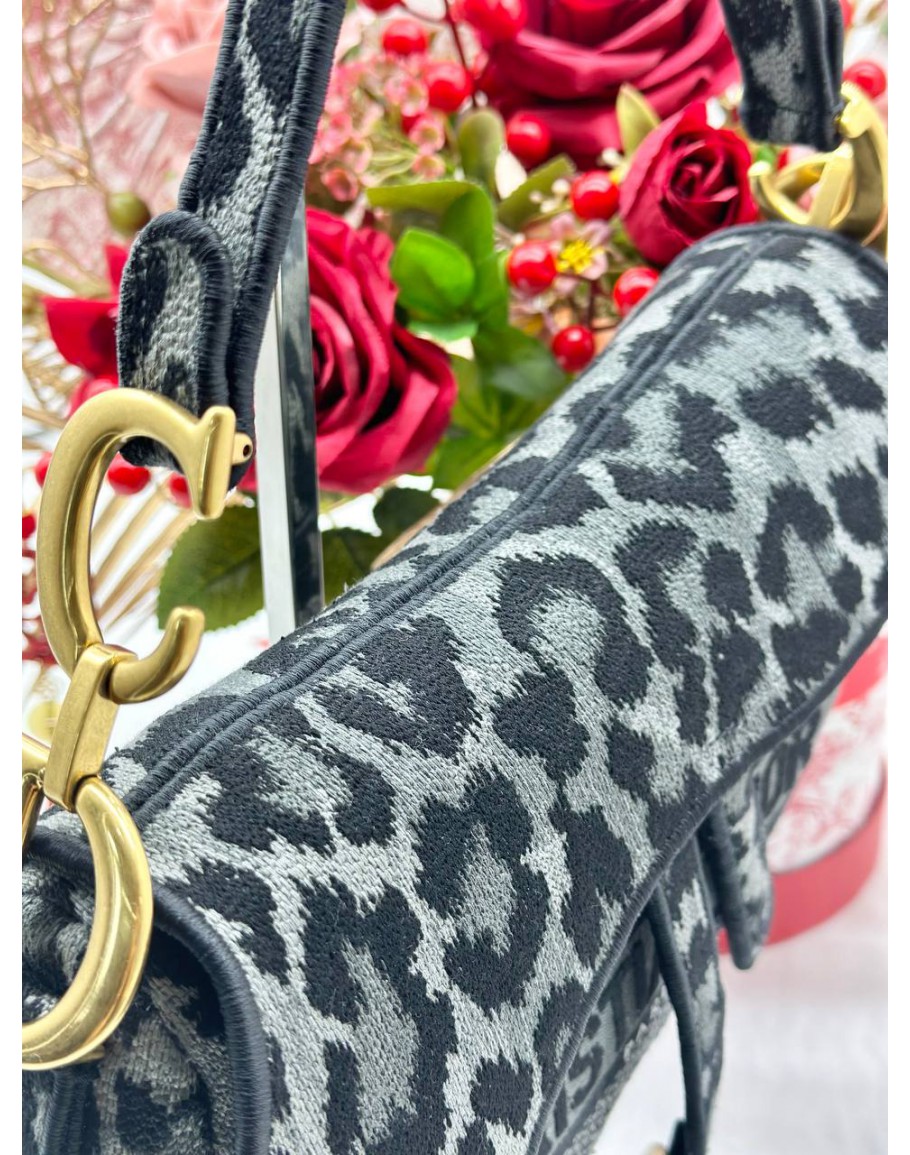 Dior leopard saddle clearance bag